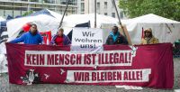 Das Camp der Flüchtlinge im Hungerstreik mitten in München. Foto: Marc Müller/dpa
